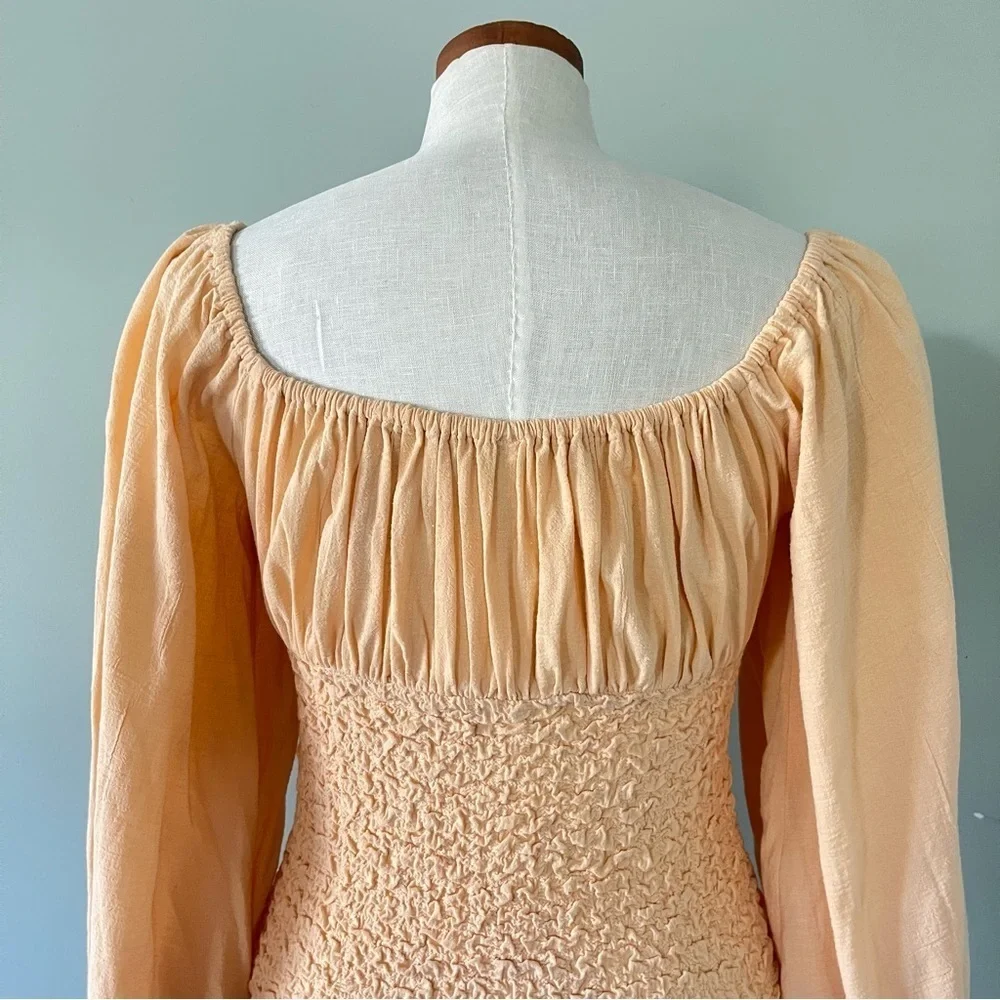 Free People Sherbet Balloon Drop smocked mini dress size Large NWOT